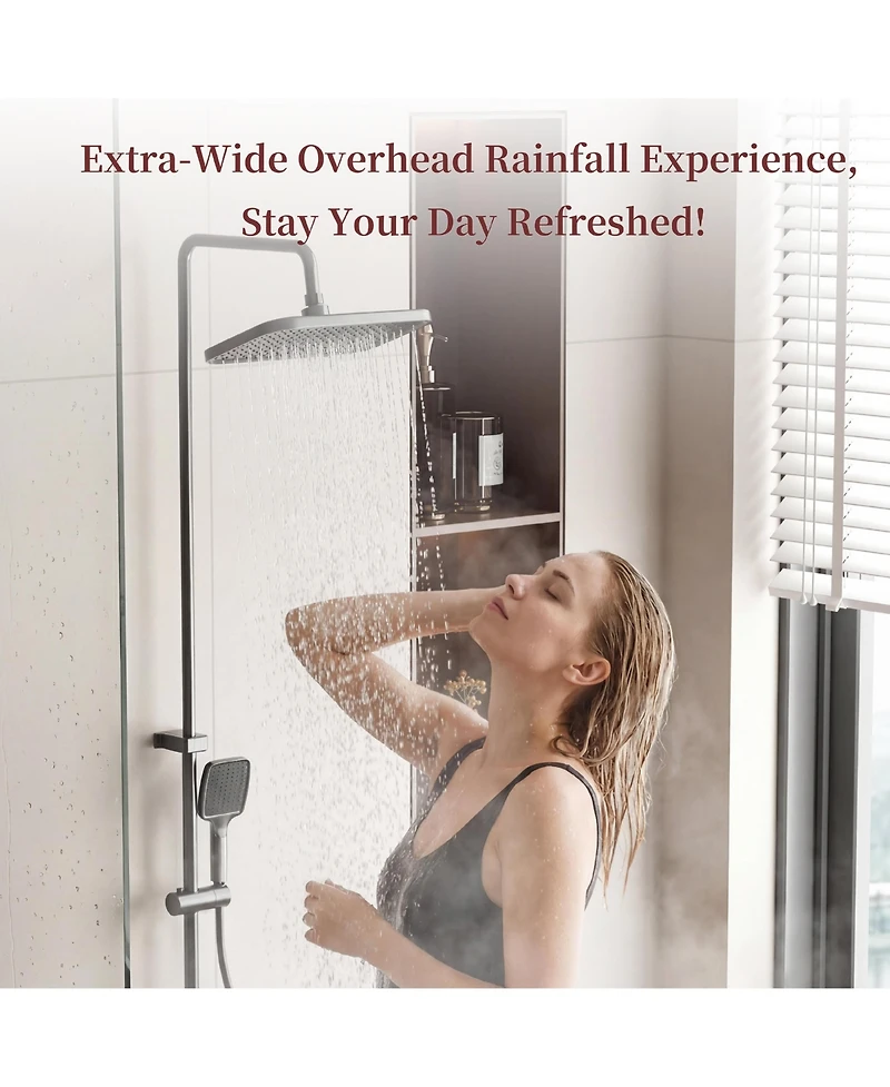 Lalahoo 3-Spray Rain Shower Faucet 2.5 Gpm & Handheld Combo Kit, 10.63 in. Rain Head