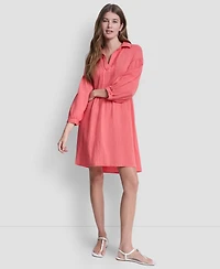 Dkny Jeans Women's Henley Pleated Tiered Dress