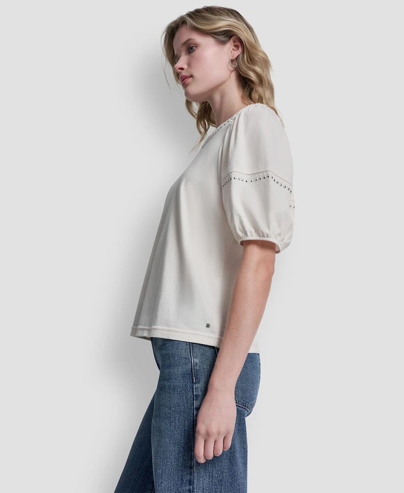 Dkny Jeans Women's Dome Studs Mini Sleeve T-Shirt