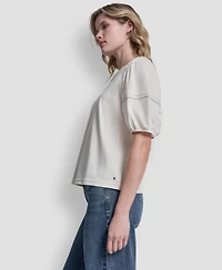 Dkny Jeans Women's Dome Studs Mini Sleeve T-Shirt