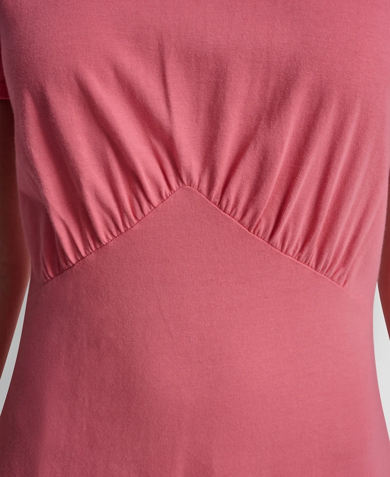 Dkny Jeans Women's Ruched Bodice Crewneck Long Dress
