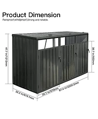 Streamdale Furniture Metal Outdoor Garbage Bin Shed for 3 Trash Cans