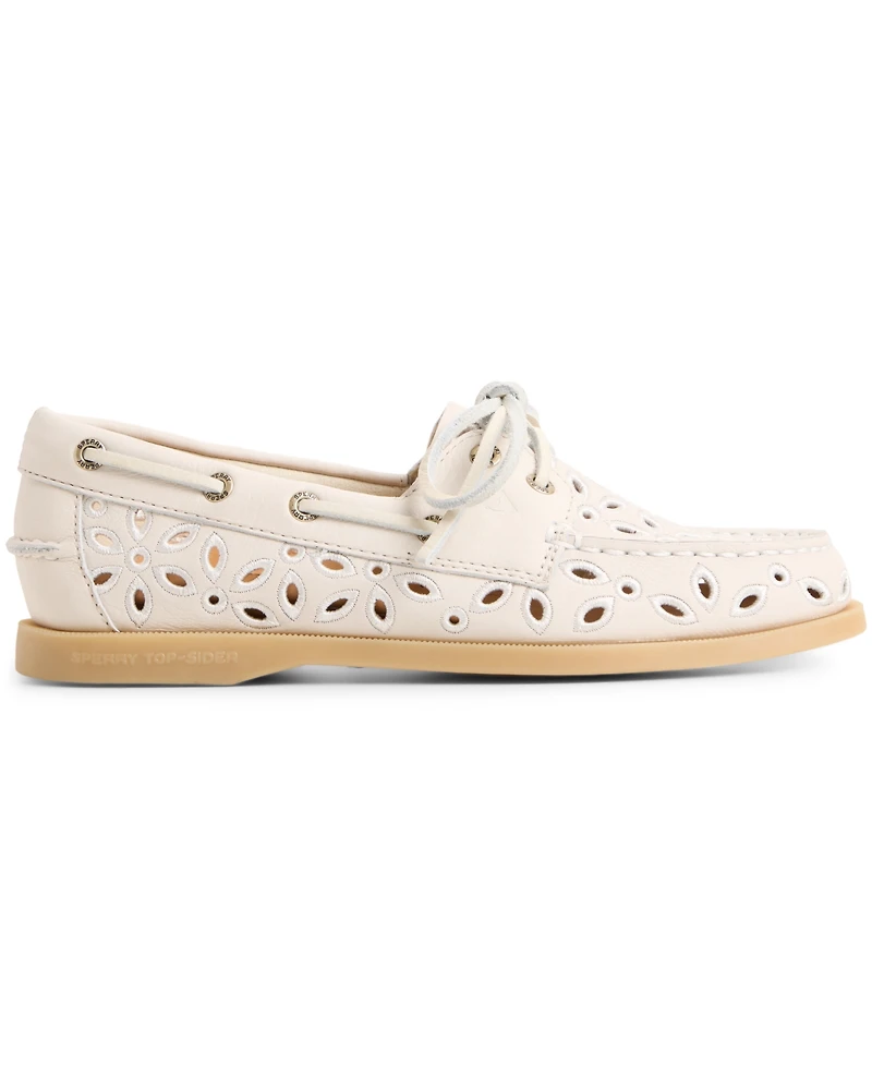 Sperry Women's Authentic Embroidered Perforated Round Toe Boat Shoes