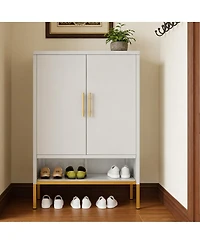 Streamdale Furniture 40" Tall 2-Door Metal 7-Tier Hidden Shoe Organizer Cabinet