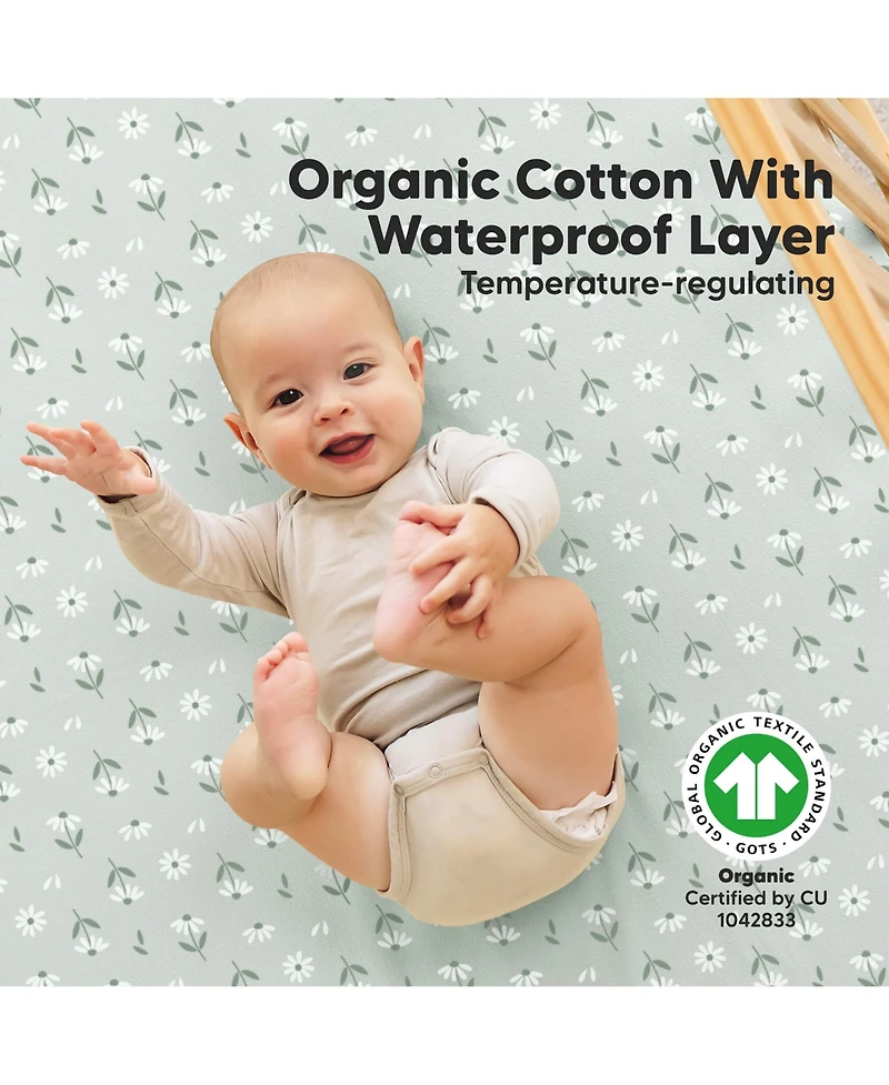 KeaBabies 2pk Soothe Waterproof Fitted Crib Sheets for Girl, Boy, 100% Soft Cotton Crib Mattress Protector Sheet