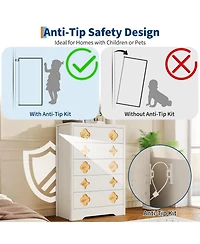 gaomon 5 Drawer Tall Dresser for Bedroom, 45'' Boho Chest of Drawers, Wooden Chest with Clothes Storage Cabinet