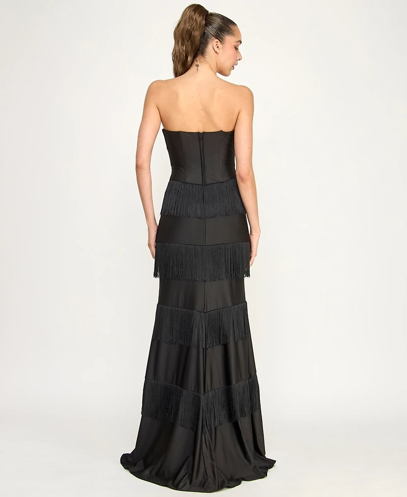 B Darlin Juniors' Strapless Tiered Gown