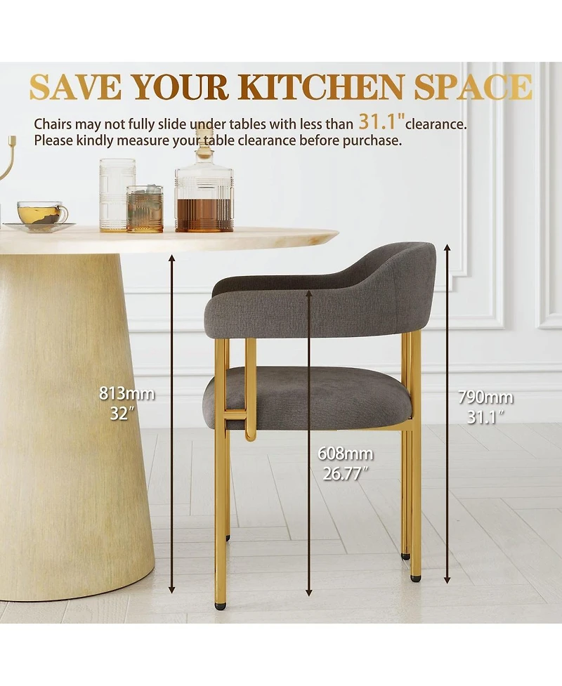 Streamdale Furniture Dining Chair 2505 Fabric Golden Finish