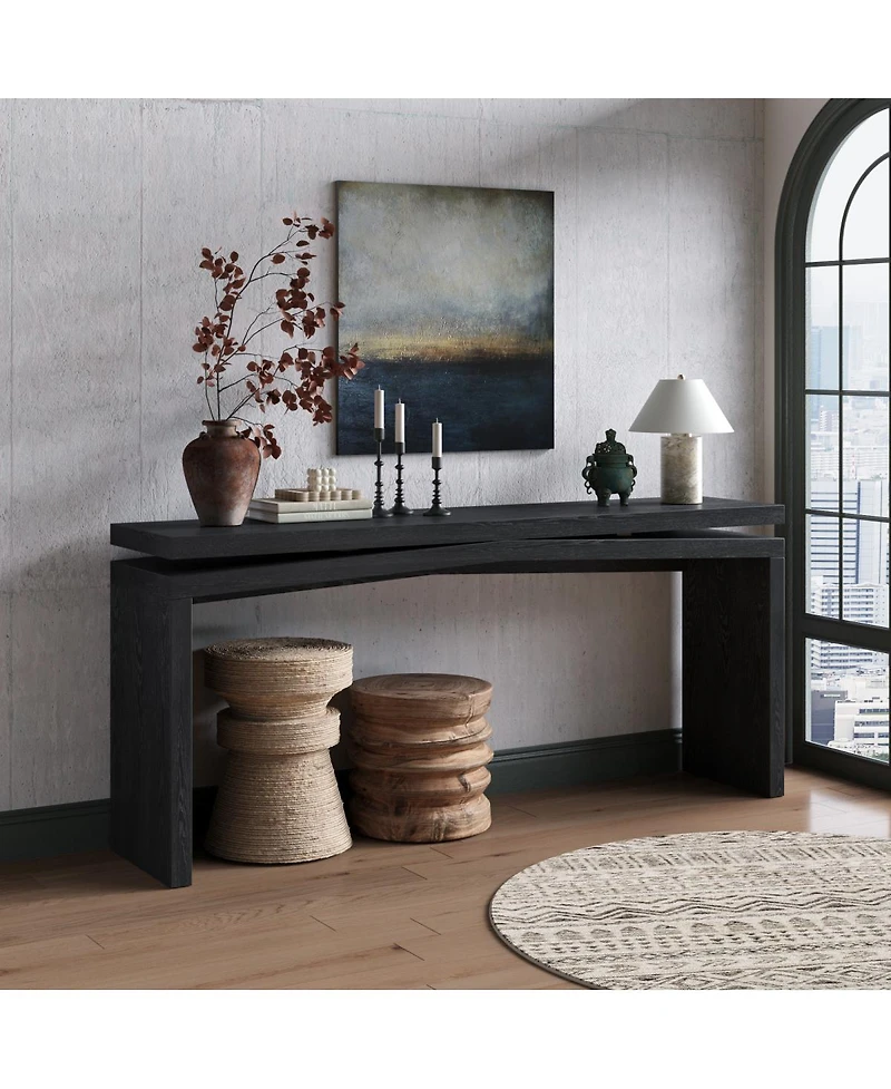 Streamdale Furniture 65-Inch Rustic Solid Wood Veneer Console Table - Farmhouse Entryway Sofa Table