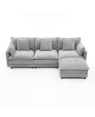 Streamdale Furniture 3-Seat Sectional Sofa with Storage Ottoman for Living Room
