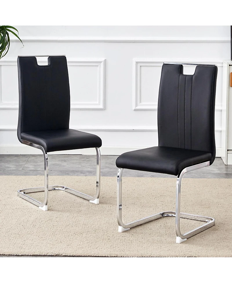 Streamdale Furniture Set of 2 black Pu bow-shaped chairs for industrial/modern homes