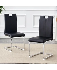 Streamdale Furniture Set of 2 black Pu bow-shaped chairs for industrial/modern homes