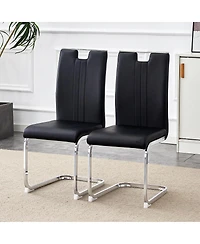 Streamdale Furniture Set of 2 black Pu bow-shaped chairs for industrial/modern homes