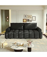 Streamdale Furniture Comfy 90.2" 4-Seater Teddy Fabric Couch with Storage, King Size Sleeper Sofa