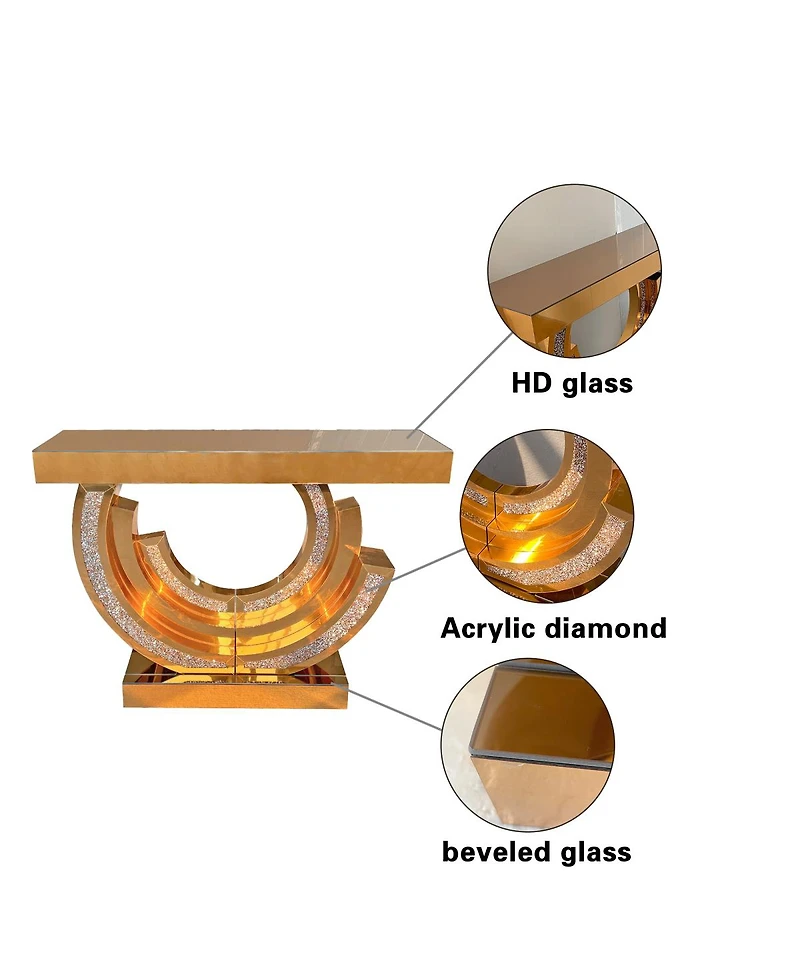 Streamdale Furniture Crushed Diamond Mirrored Console Table