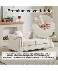 Streamdale Furniture Classic Modern Chesterfield Sofa, 62-inch Velvet Two-Seater with Nailhead Decor