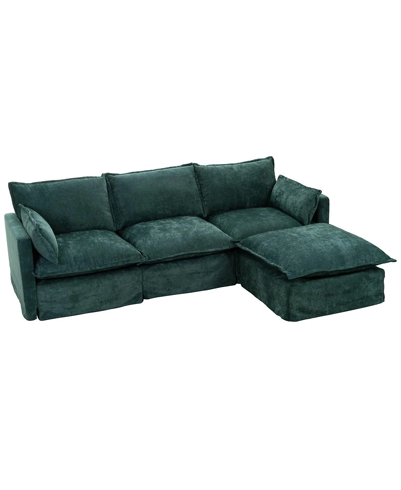 Streamdale Furniture 93.31" Modular Sectional Sofa Couch, Modern L-shaped Sofa with Movable Ottoman, 4-Seater.