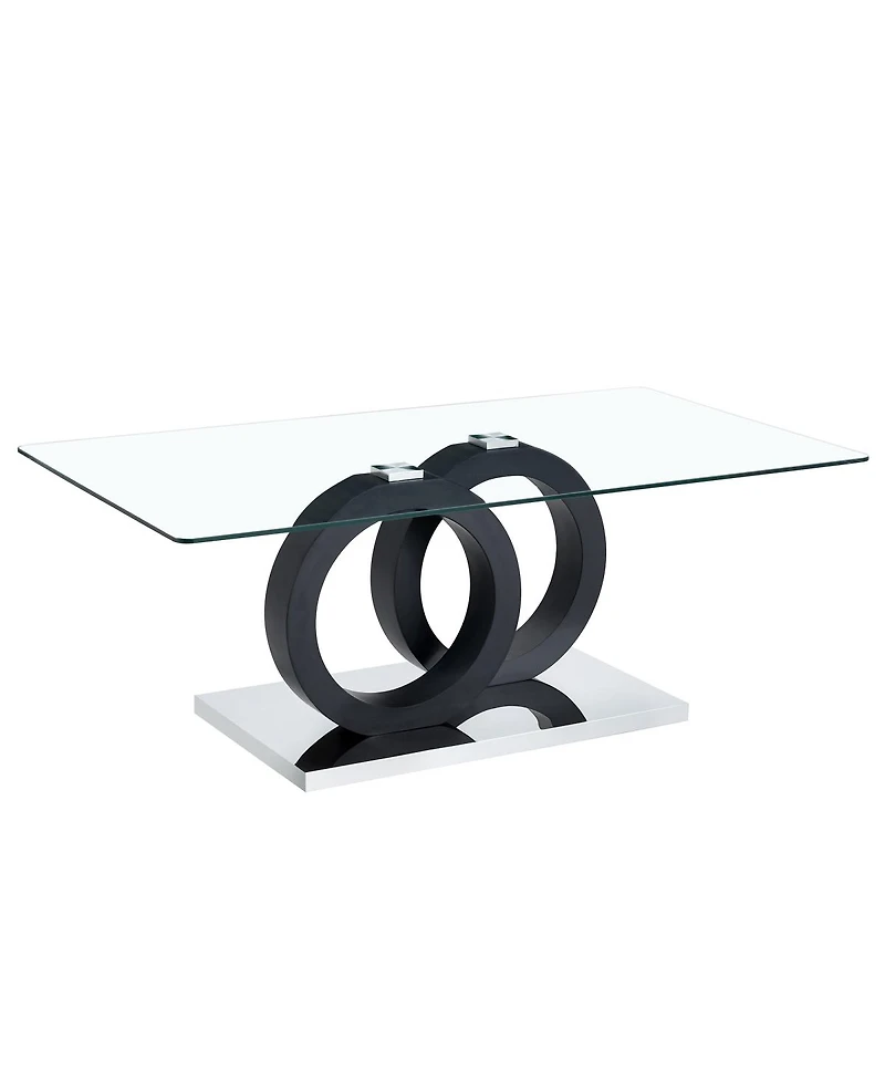 Streamdale Furniture Modern Glass Top Coffee Table with Black Base - 47.2" L
