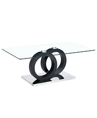 Streamdale Furniture Modern Glass Top Coffee Table with Black Base - 47.2" L