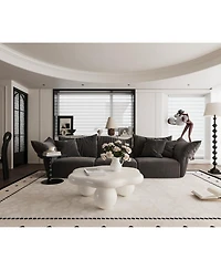 Streamdale Furniture 35" Cream Cloud Shaped Coffee Table, Modern Minimalist Living Room Table