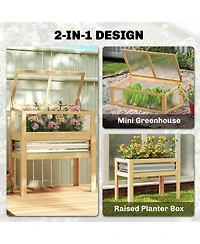 Outsunny Raised Garden Bed with Flip-Up Mini house