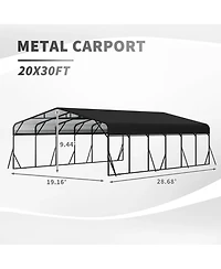 Streamdale Furniture Carport Canopy 20'X30' Heavy Duty Steel Roof, Reinforced Frame Car Tent