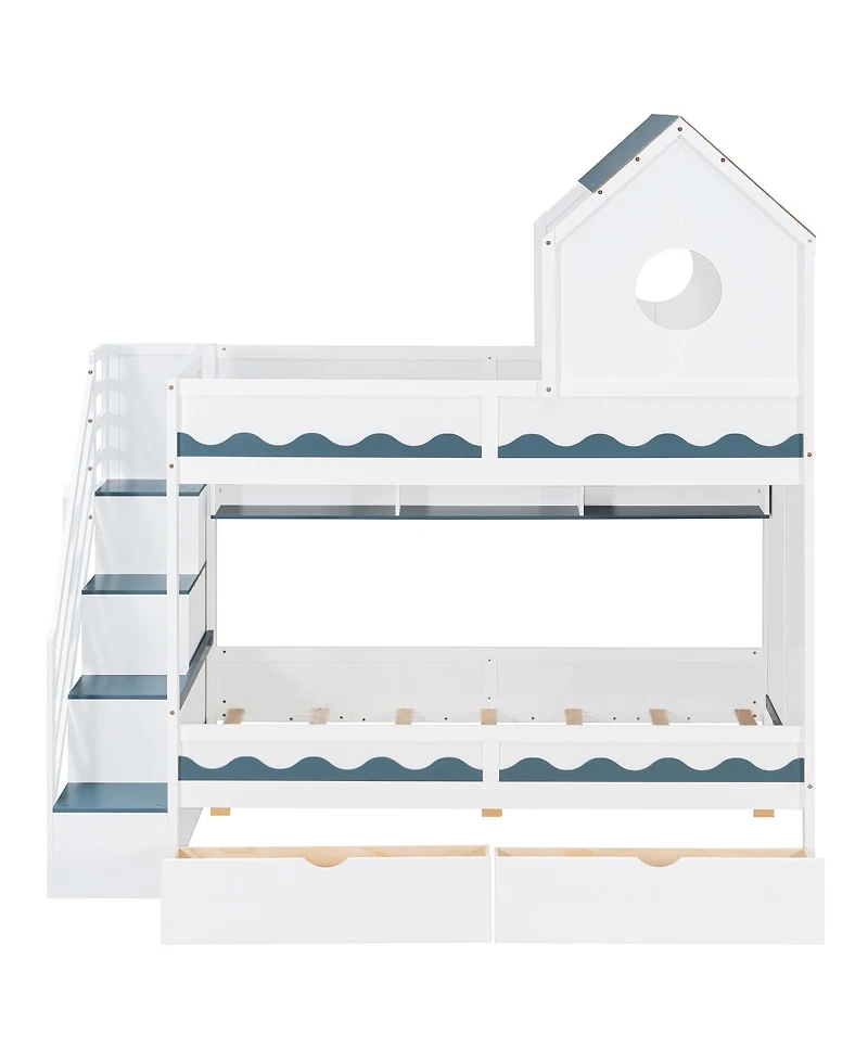 Streamdale Furniture House Bed Frame and Drawer, Staircase, Led