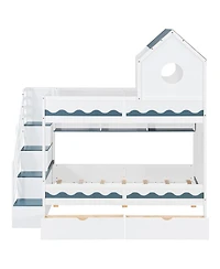 Streamdale Furniture House Bed Frame and Drawer, Staircase, Led