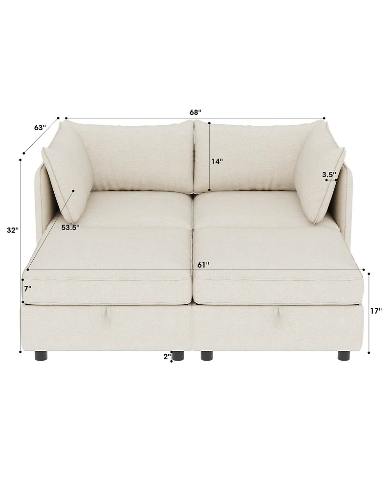 Streamdale Furniture Love Seat Couch with Storage for Small Spaces