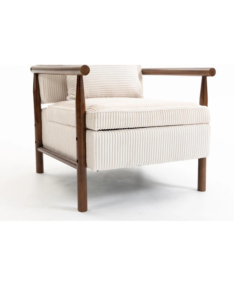 Streamdale Furniture Storage Chair, Wood Frame Mid Century Modern Accent Chair