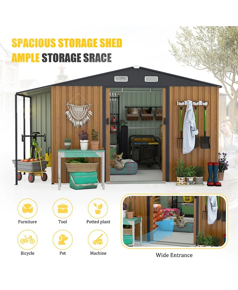 Streamdale Furniture Dual-Zone Garden Shed with Sliding Doors and Ramp