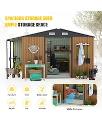 Streamdale Furniture Dual-Zone Garden Shed with Sliding Doors and Ramp