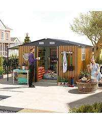 Streamdale Furniture Dual-Zone Garden Shed with Sliding Doors and Ramp