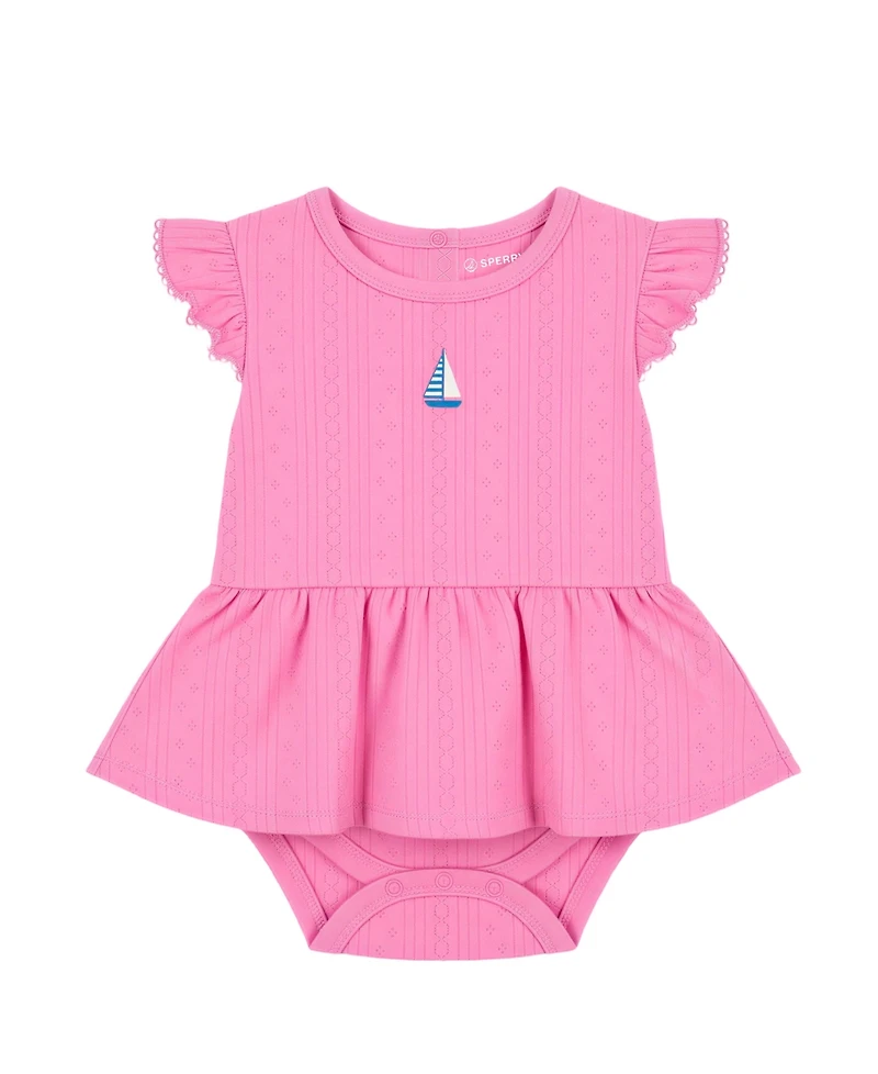 Sperry Baby Girls' Short-Sleeve Bodysuit with Rattle, 2-Piece Set