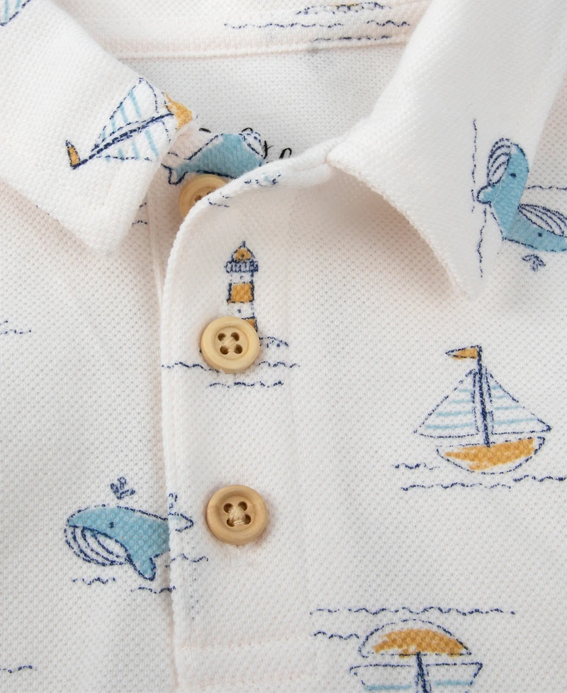 Baby Essentials Boys' Coastal Polo Twill Top and Shorts, 2-Piece Set