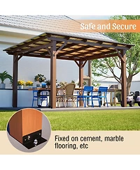 Streamdale Furniture 13x10ft Wooden Garden Gazebo with Metal Roof Outdoor Patio Shade Structure