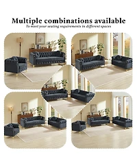 Streamdale Furniture Streamdale Velvet Chesterfield Sofa with Pillows & Studs