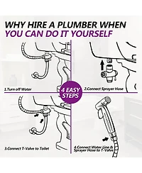 Rainsken Handheld Bidet Sprayer, Stainless Steel Toilet Bidet Sprayer with 360° Rotating Handle and Leak Proof Sealing Ring