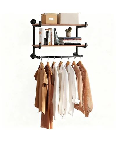 Yigii Wall Mount Clothes Rack for Bedroom, Laundry, Living Room