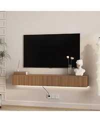 Streamdale Furniture Floating Tv Stand with 16 Color LEDs, Modern 65" Entertainment Center