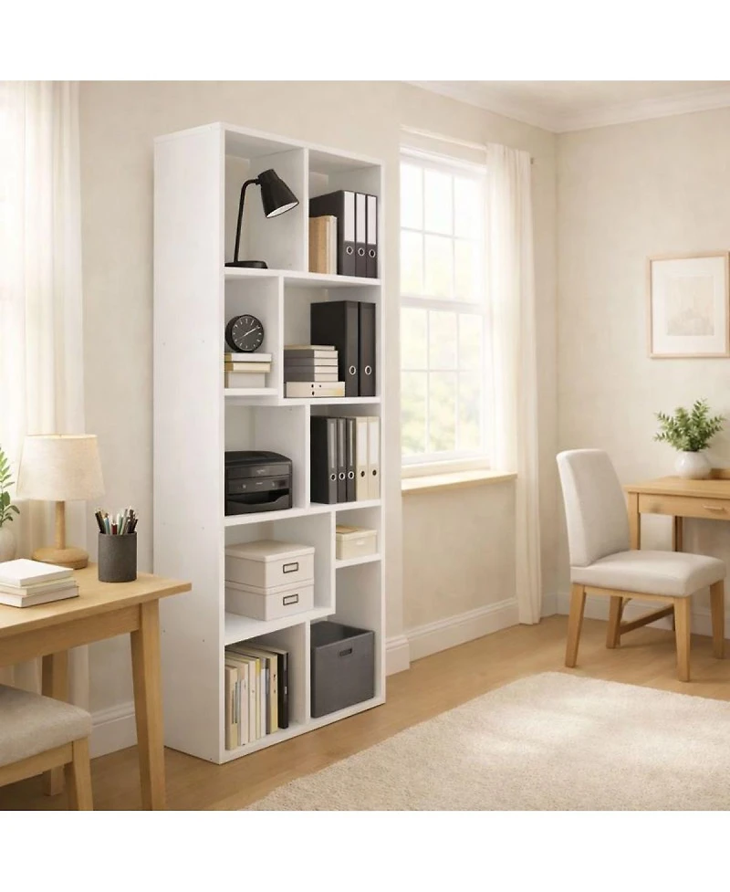 Streamdale Furniture 5 Tier Wood Asymmetrical Display Shelf & Bookcase