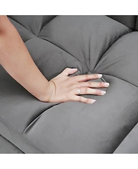 Streamdale Furniture 65-inch 3-in-1 Foldable Sofa Bed, Modern Velvet Double Sofa with Adjustable Back