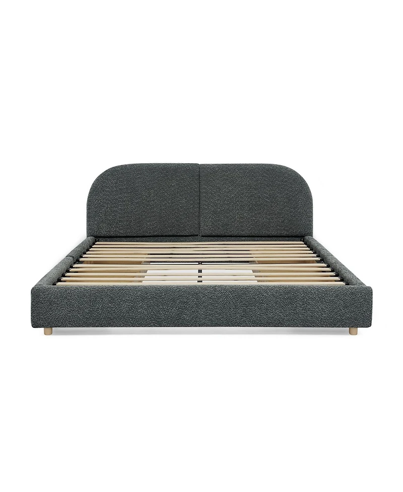 Streamdale Furniture Queen Size Upholstered Bed Frame Minimalist Style, Curved Headboard