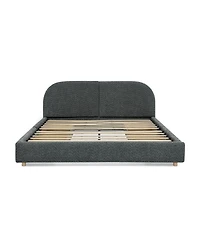 Streamdale Furniture Queen Size Upholstered Bed Frame Minimalist Style, Curved Headboard