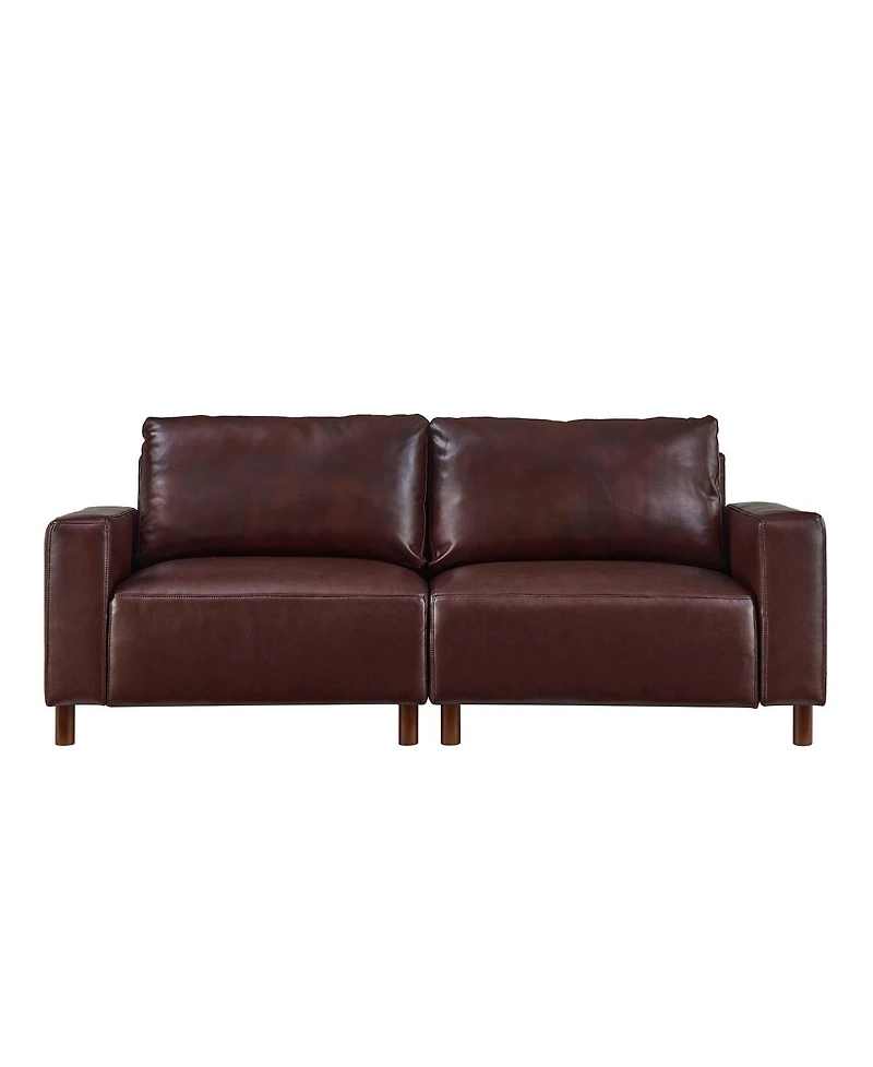 Streamdale Furniture Streamdale Luxury Burgundy Faux Leather 2-Piece Sofa & Loveseat Set