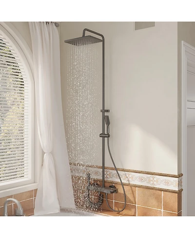 Lalahoo 3-Spray Shower Faucet 2.5 Gpm with Piano Button Diverter, Hand Shower and Led Temperature Display