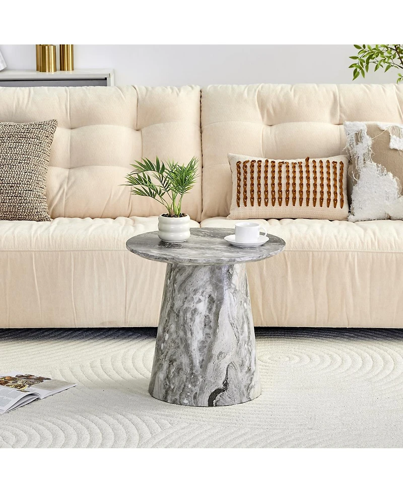 Streamdale Furniture textured Mdf circular coffee table, 19.6" D x 18.8"