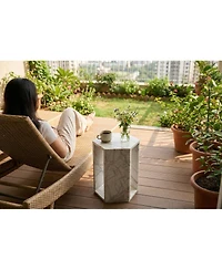 Streamdale Furniture White Marble Hexagon Side Table - 15.7" Modern Stone End Table