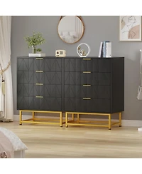 gaomon 4 Drawer Dresser with Wide Storage, Wood Chest Organizer with Metal Legs, Modern Bedroom & Living Room Dresser