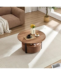 Streamdale Furniture Wood Coffee Table Round, Rustic Charm For Living Room Decor